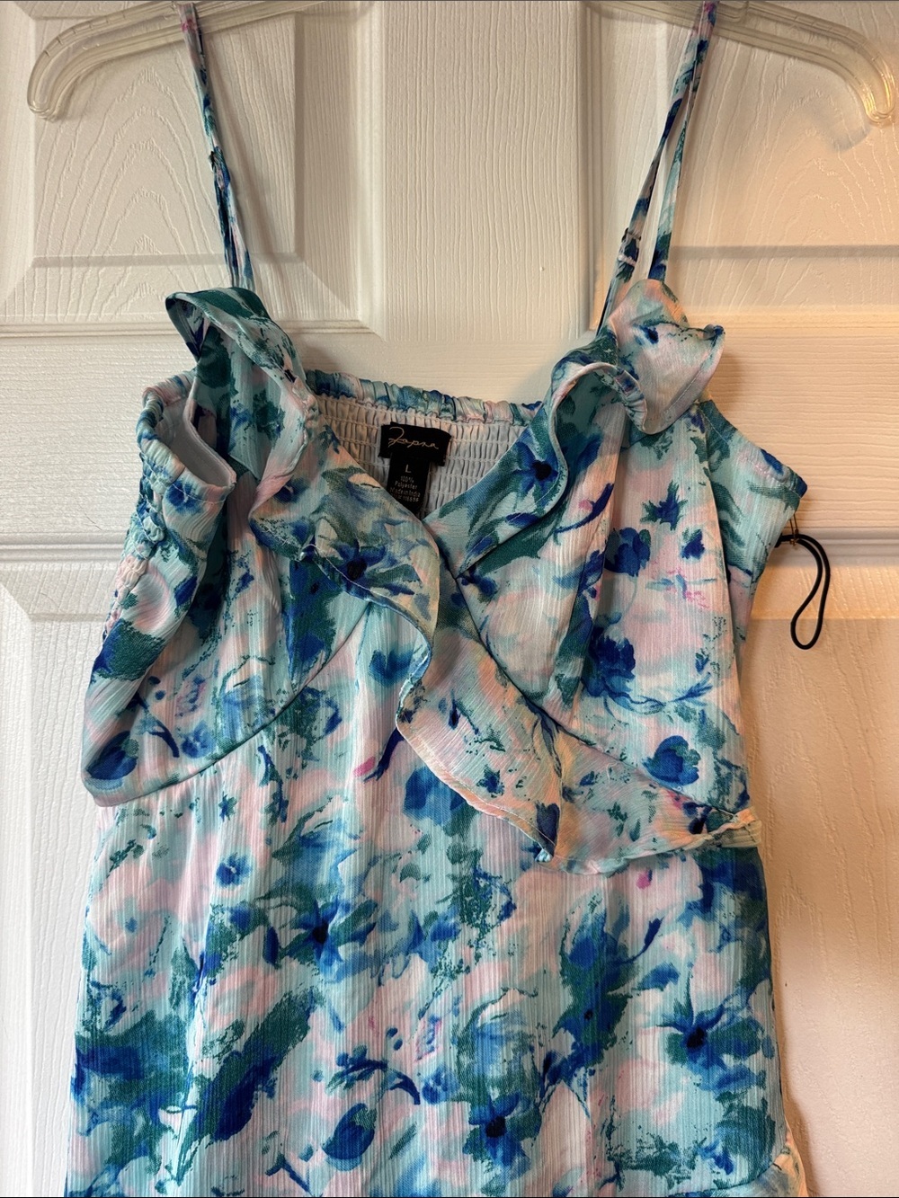 Floral Blue & White Ruffle High-Low Dress - Picture 3 of 6